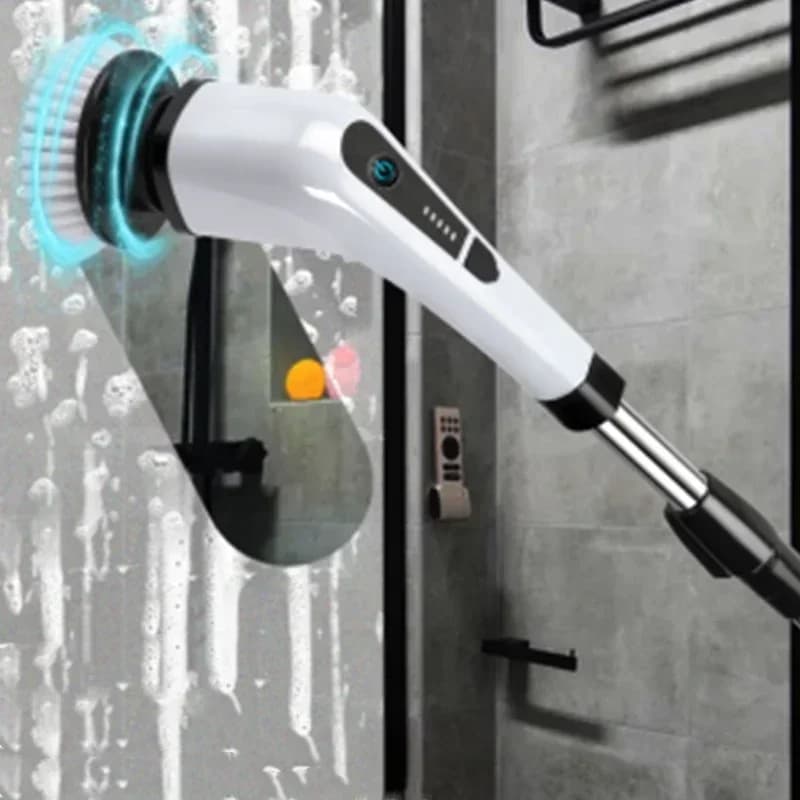 Spazzola per pulizia elettrica wireless da tavolo 220v Spazzola per bagno multifunzione con manico lungo Piastrelle per pavimenti Spazzola per WC Pentola per piatti