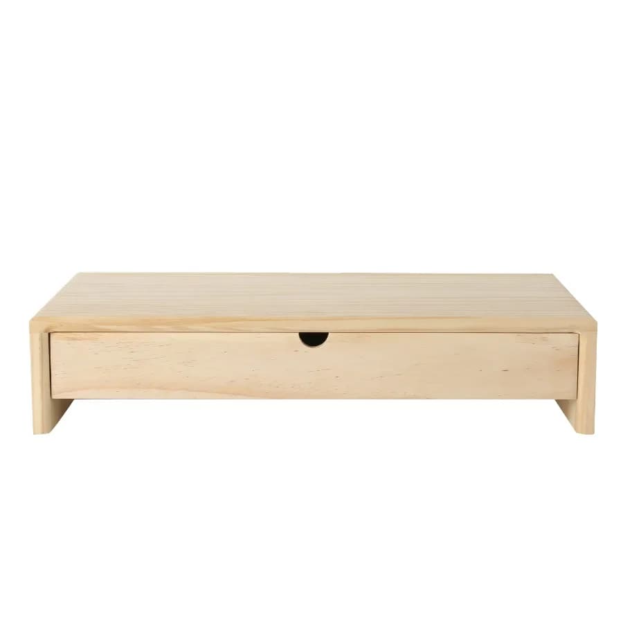 Wooden Monitor Stand Combines the Functions of Holding Computers and Storing Items