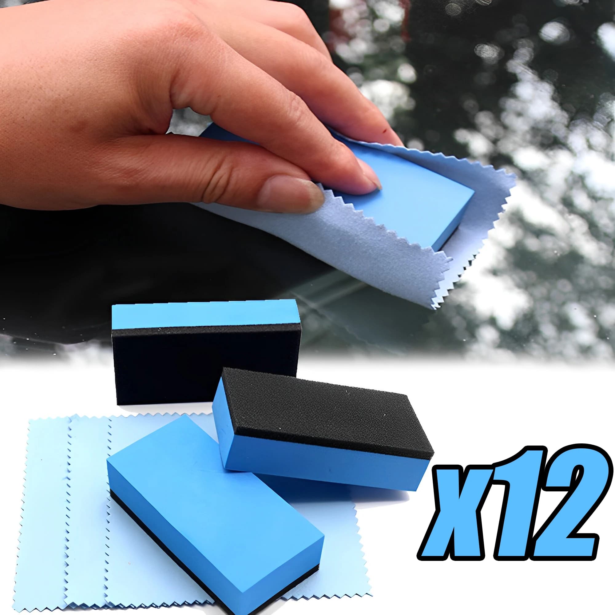 Spugne per rivestimento in ceramica per auto con applicatore in tessuto Tampone per gomma per lucidatura per rivestimento in nano cera per vetro Strumenti per la pulizia dell'auto per dettagli automatici