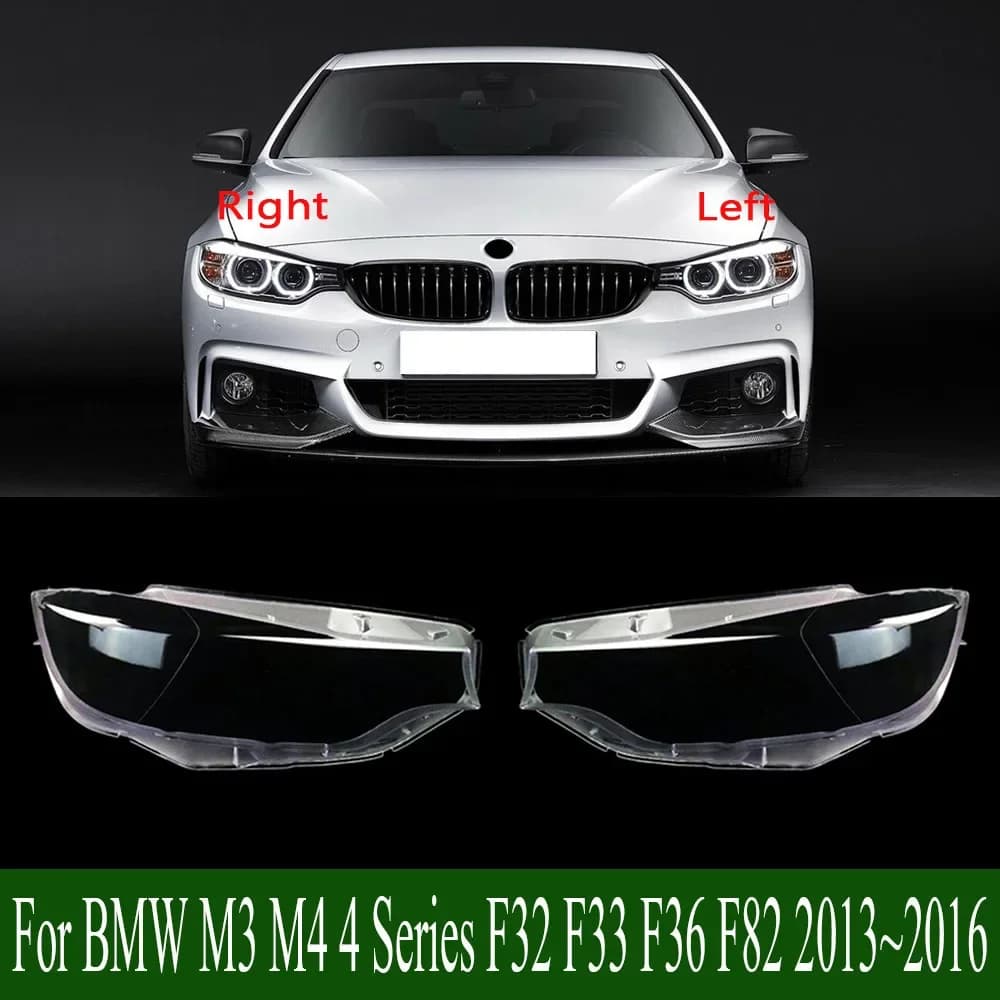 For BMW M3 M4 4 Series F32 F33 F36 F82 2013~2016 Front Headlamp Cover Transparent PC Lampshade Headlight Shell Lens Plexiglass