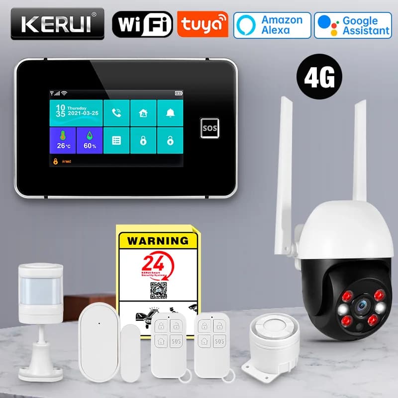KERUI Allarme domestico 4G/2G+WiFi con touch screen da 4,3 pollici Prodotti Smart Life Allarme antifurto domestico con sensore di movimento wireless