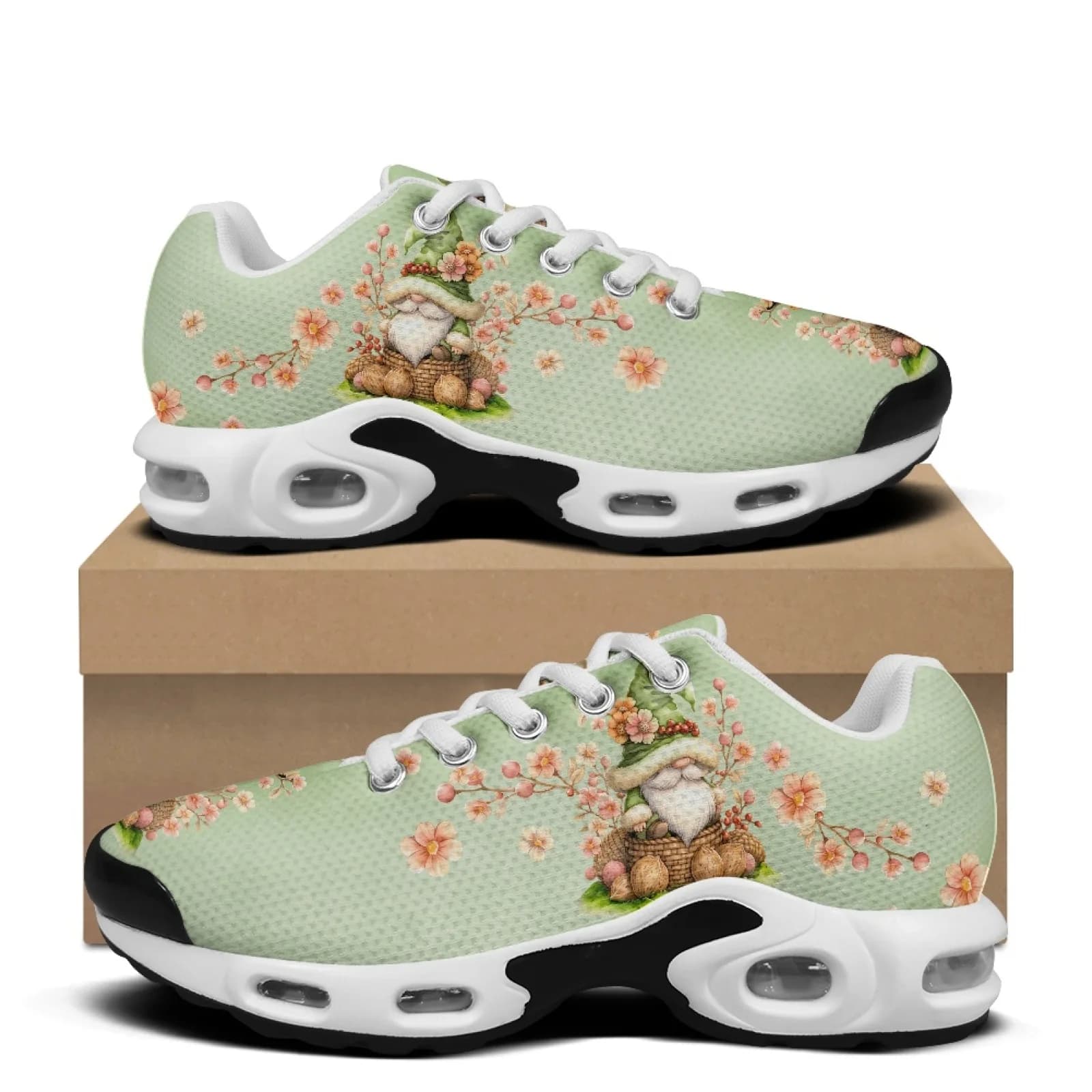 XIXIRIMIDO Air-Cushioned Sneakers Women's Running Shoes Men's Commuter Shoes Lightweight Breathable Comfortable Soft Dwarf Print
