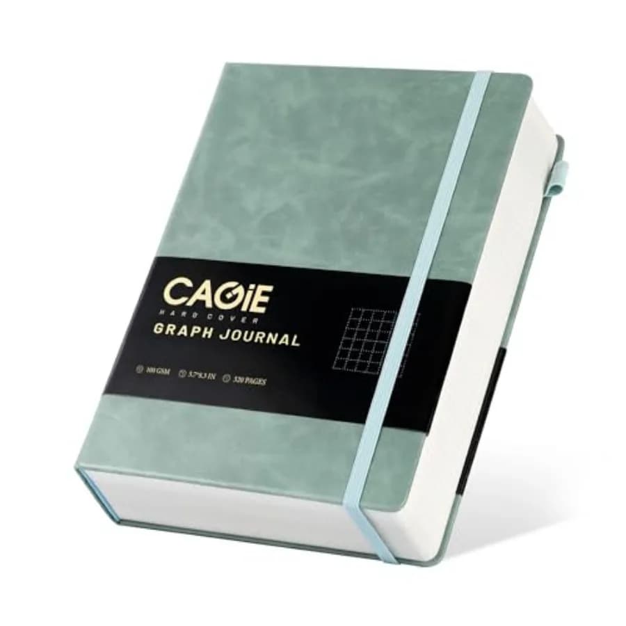 Graph Paper Notebook- 320 Pages 00 GSM Graphing Grid Journal A5 Hardcover Leather Quad Ruled Notebooks for Engineering, Math, W