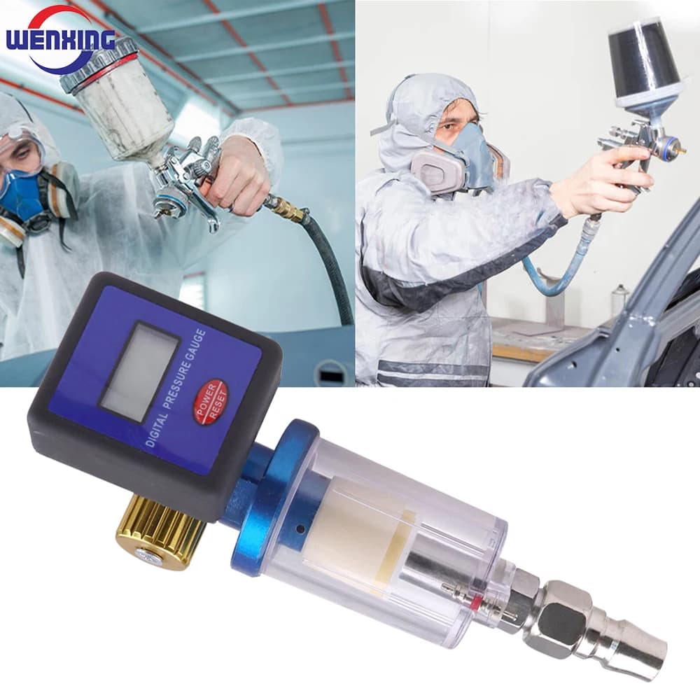 Airbrush Electronic Pressure Regulator LCD Digital Display +1/4" Water Oil Separator Pneumatic Spray Gun Tool Accessories