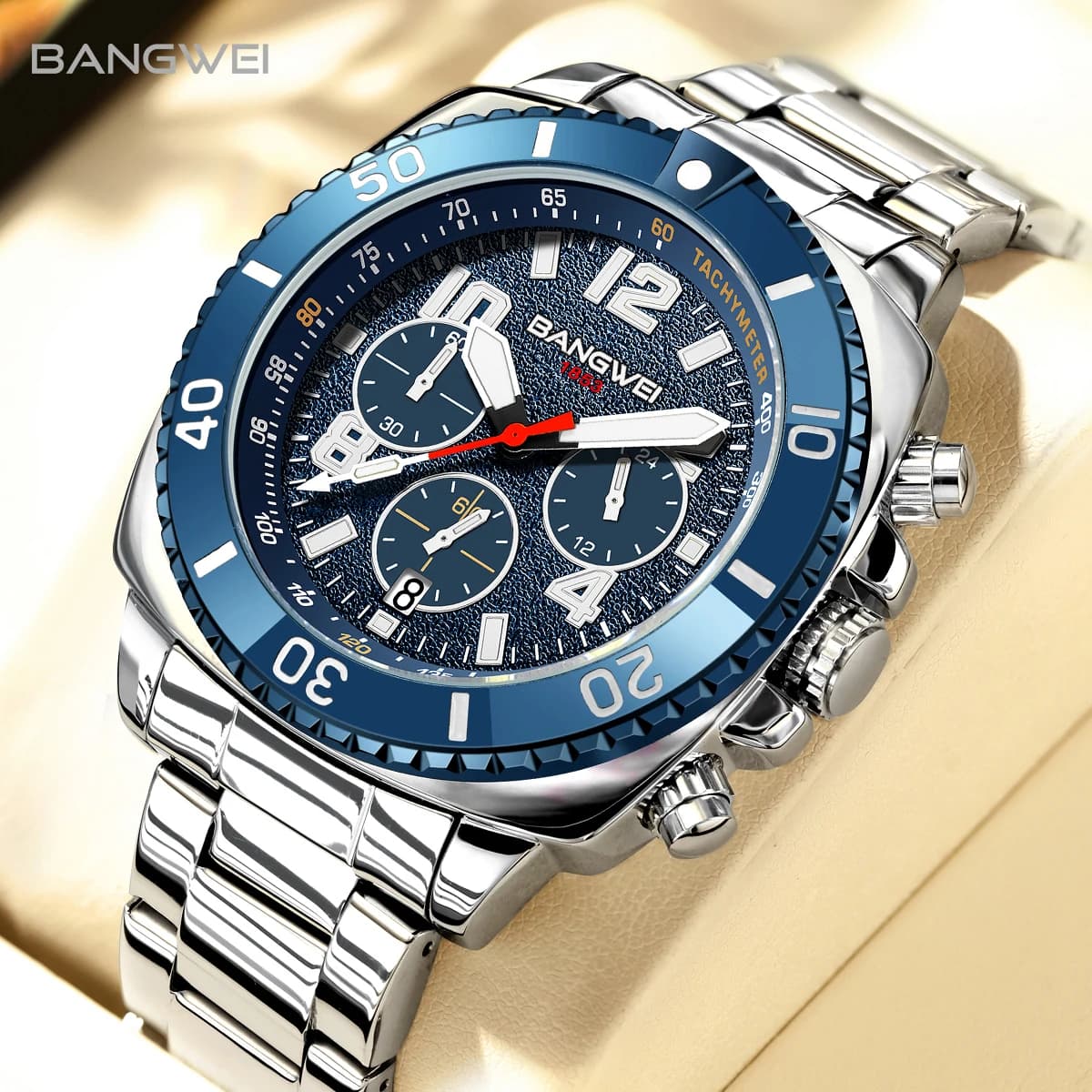 BANGWEI Orologio alla moda Orologio casual da uomo d'affari Orologio al quarzo Calenda Luminoso con diamanti Orologio da polso Montre Homme