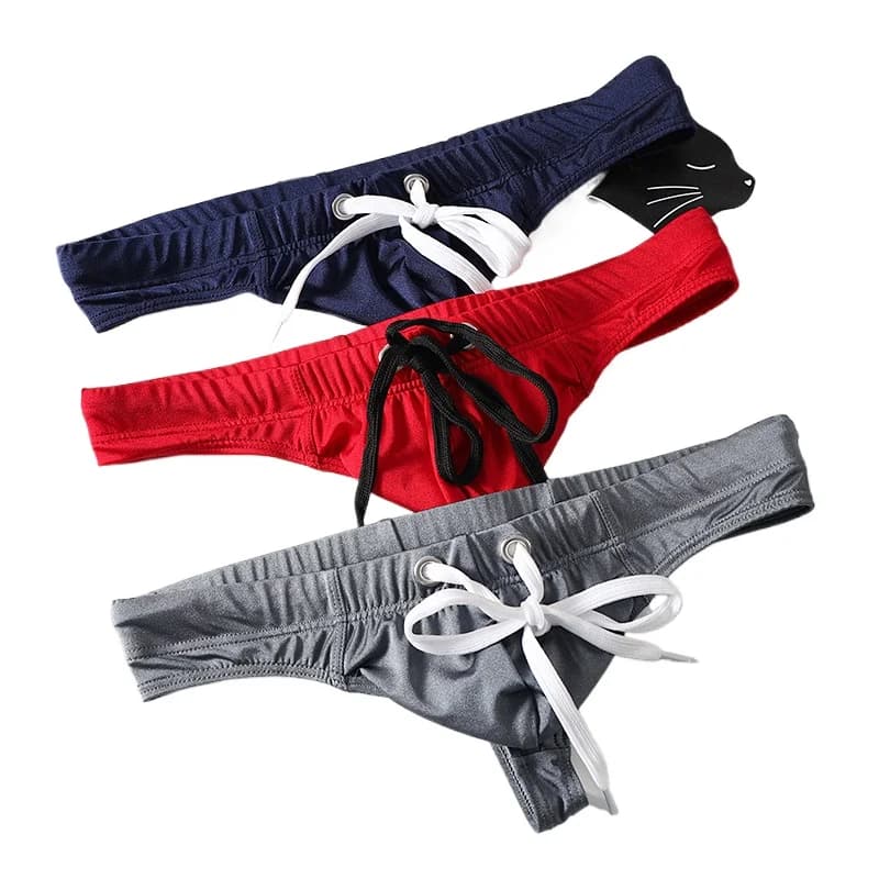 Sexy Mens Swim Thong Swimwear Men's String Swim Brief Swimming Thong Swimsuit Micro Mini Bikini Bathing Thongs Men Beach Panties