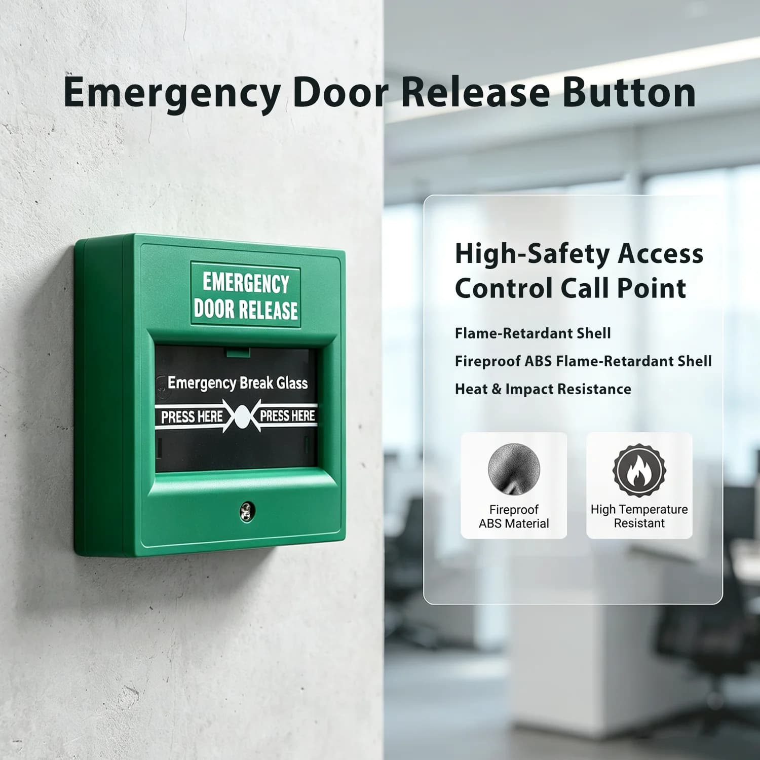 Fire Emergency Button Fire Alarm Break Glass Release Switch DC12-30V for Public Facility Fire-fighting Exit Door Safety System