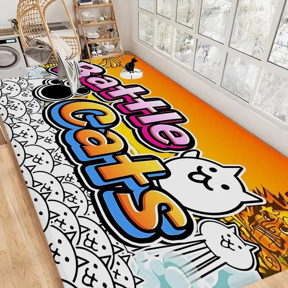 Tappetino da bagno Battle Cats Anime, decorazione per la camera dei bambini, tappetino antiscivolo per balcone, tappeto di benvenuto per soggiorno
