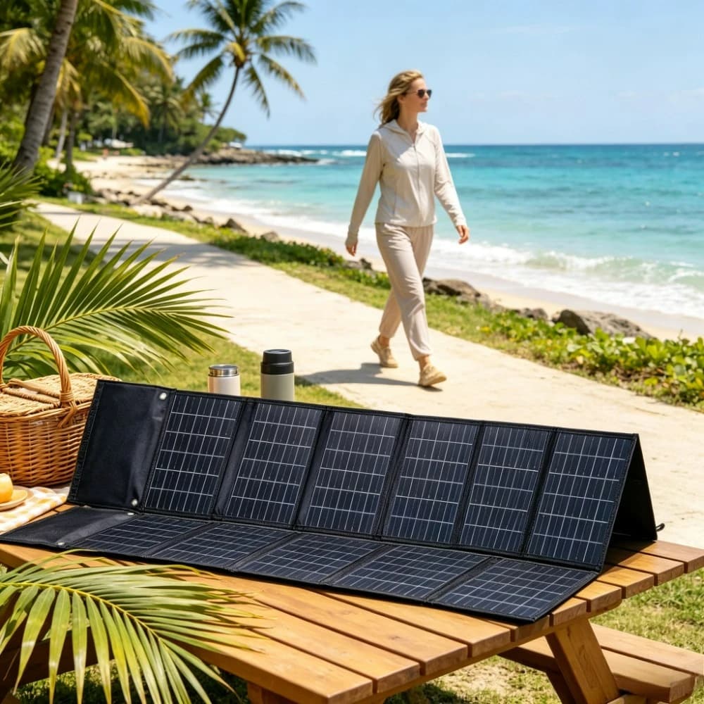 50W 90W Outdoor Portable Foldable Solar Charger Dual USB DC Output Waterproof ETFE Solar Power Bank For Hiking Cycling Picnic