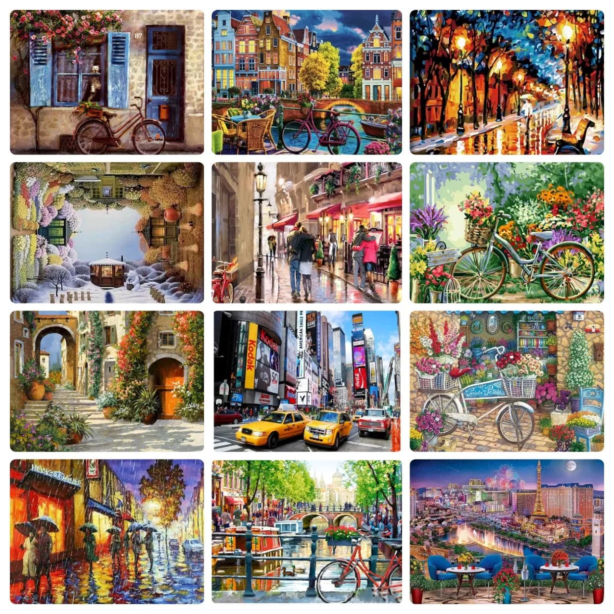 Diamond Painting European City Street Scenery Pattern Mosaic Handmade Artwork Round/Square Diamonds Exquisite Gift Home Decor