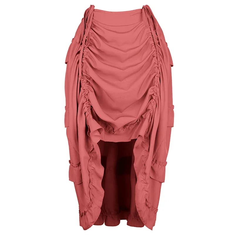 Steampunk Gothic Corset With Skirts Irregular Shirring Pleated Party Maxi Long Skirt High Low Costumes Punk Sexy Women Plus Size