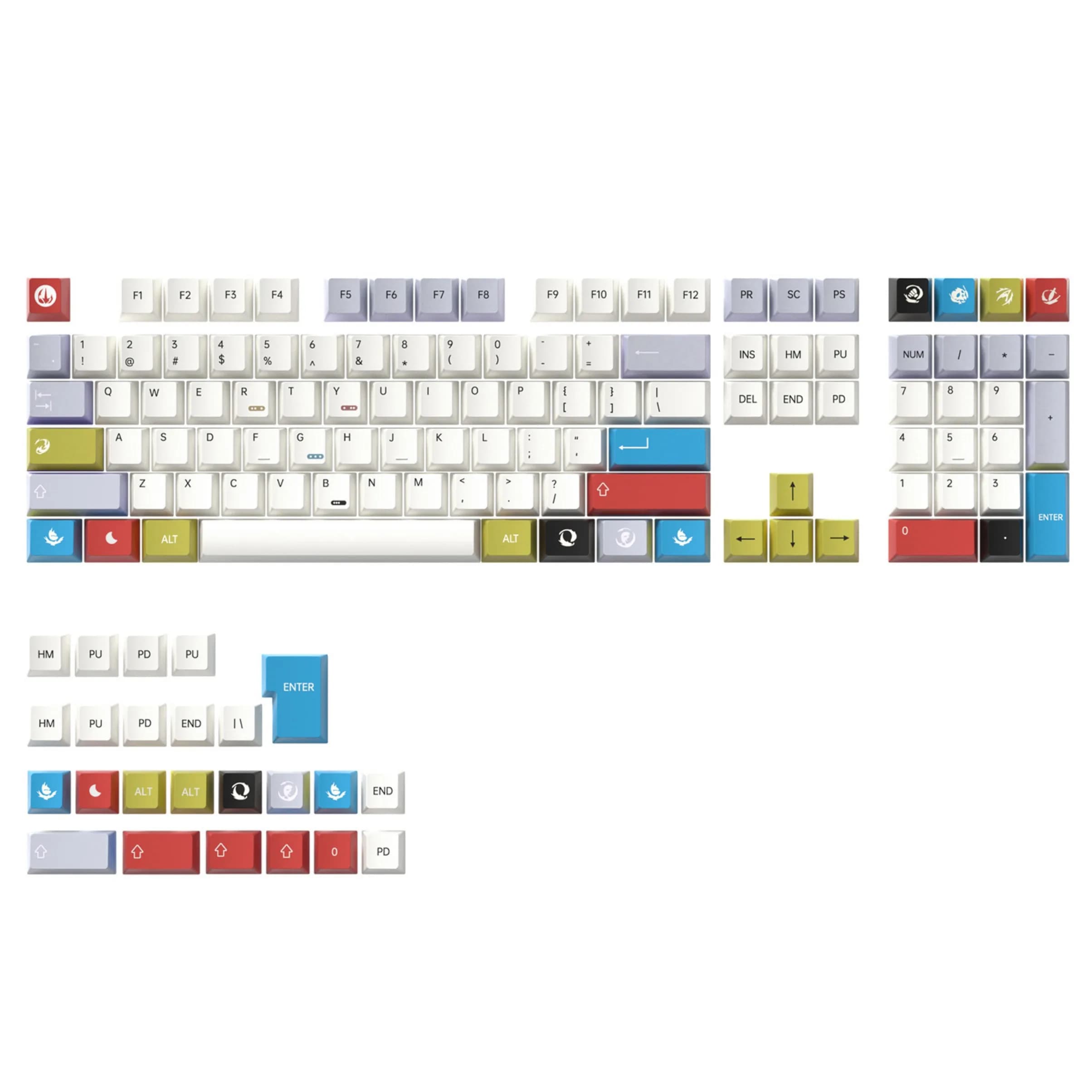 Set Completo di Tasti PBT con Profilo Cherry a Tema Hundred-Light per Tastiera Meccanica, Layout 60 70 80 90 100 per Tastiere da Gaming