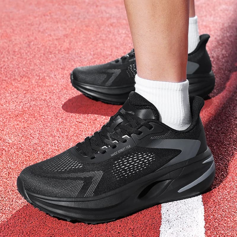 Fashion Full BlackMenAthletic SneakersUltraLightShockAbsorptionBreathableMesh Running Shoes Daily Workout Casual Sports Footwear