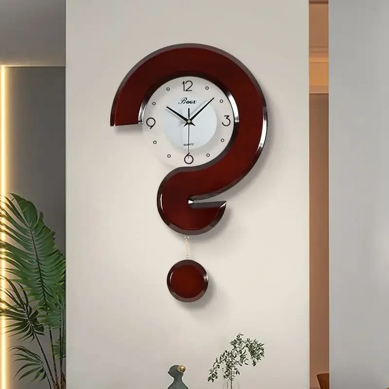 Modern minimalist wooden wall clock Personalized, creative, fashionable Nordic silent quartz clock in the living room