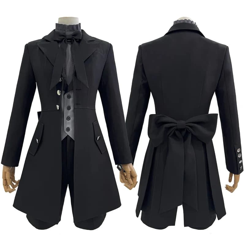 Costume Cosplay Anime Ciel Phantomhive: Cappotto Nero, Pantaloncini, Camicia, Gilet per Convention, Halloween, Natale