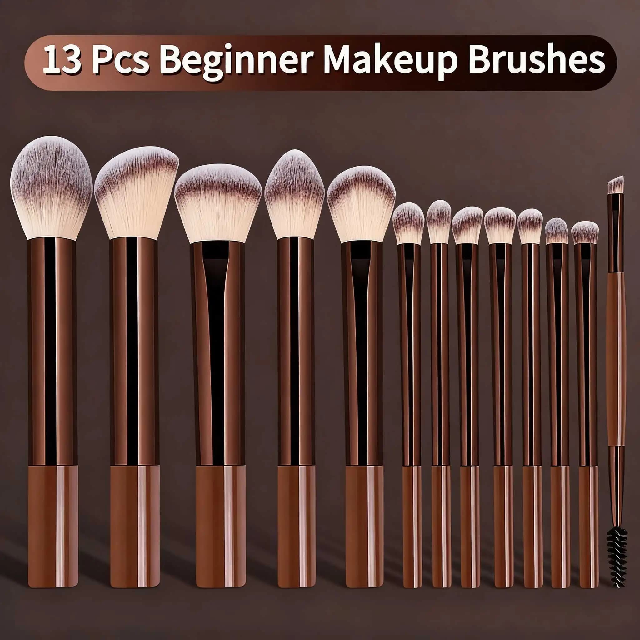 13pcs/set Professional Cosmetic Brushes Kit, Travel Soft Makeup Brush Set, Concealer Brush, Detail Makeup Brush Christmas Gift