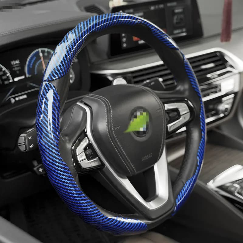 2-piece general carbon fiber steering wheel housing Protective cover for car steering handle
