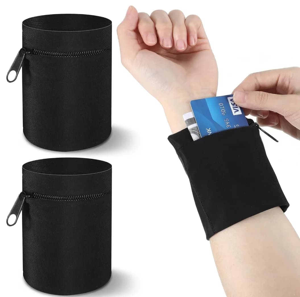 Fascia da Polso Sportiva con Tasca per Telefono e Portafoglio, Ideale per Corsa, Ciclismo e Fitness