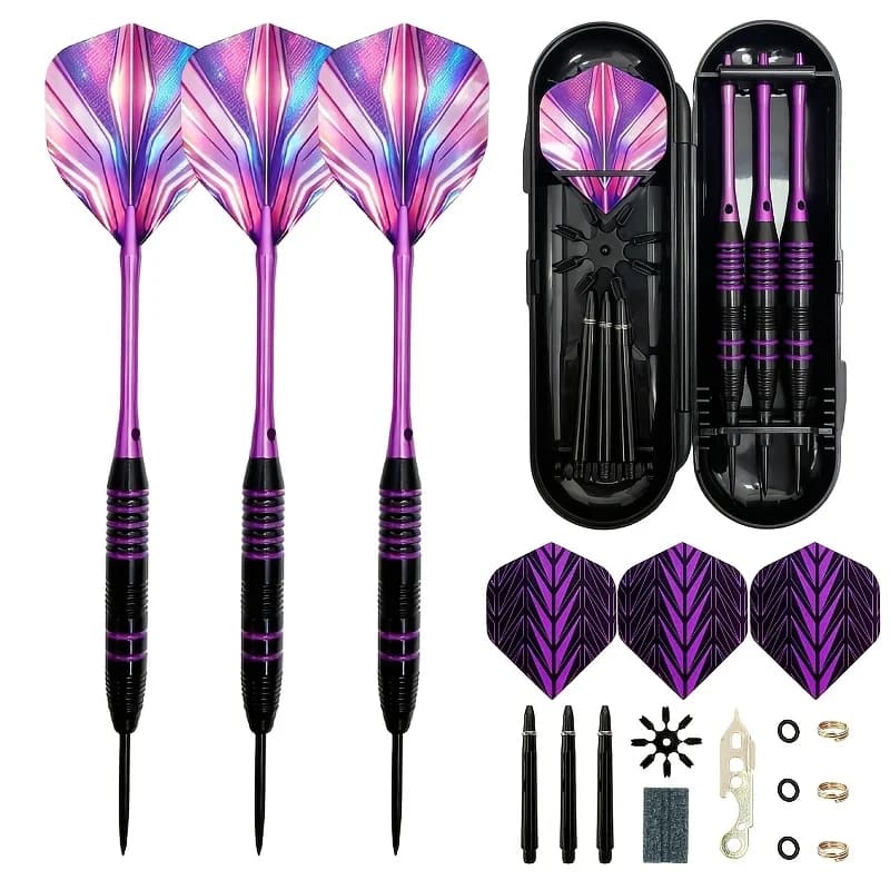 22g Iron Dart Set, Steel Pointed Dart + Aluminum Alloy Dart Shaft, Complete Set of Accessories + Storage Box