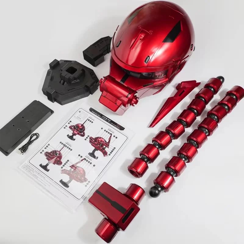 Anime Red ZAKU Warrior Casco Mobile Suit Figura Ornamento da tavolo Modello di bambola Comic Con Puntelli Cosplay Ragazzo Giocattolo Regalo da collezione