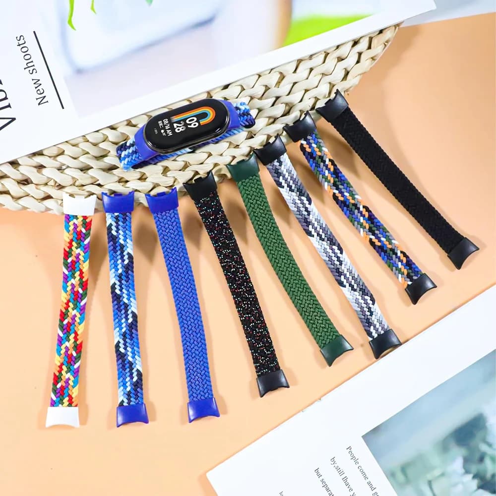 Fasce intrecciate per Mi Band 10/9/8/7/6/5/4/3 Accessori cinturino Nylon elastico Bracciale cintura di ricambio correa per Xiaomi Miband 8