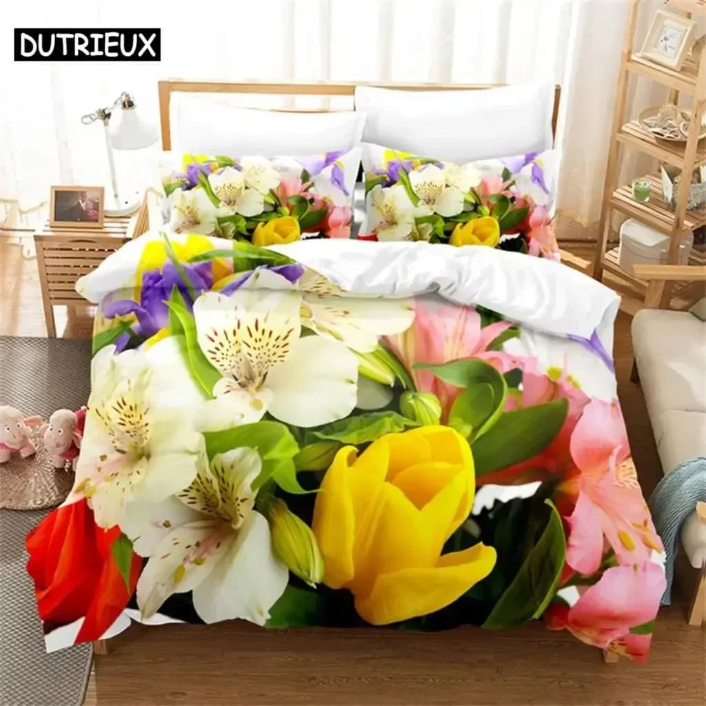 Bellissimi fiori Comodo copripiumino copripiumino Federa Set biancheria da letto Decorazione camera da letto per bambini Tessili per la casa
