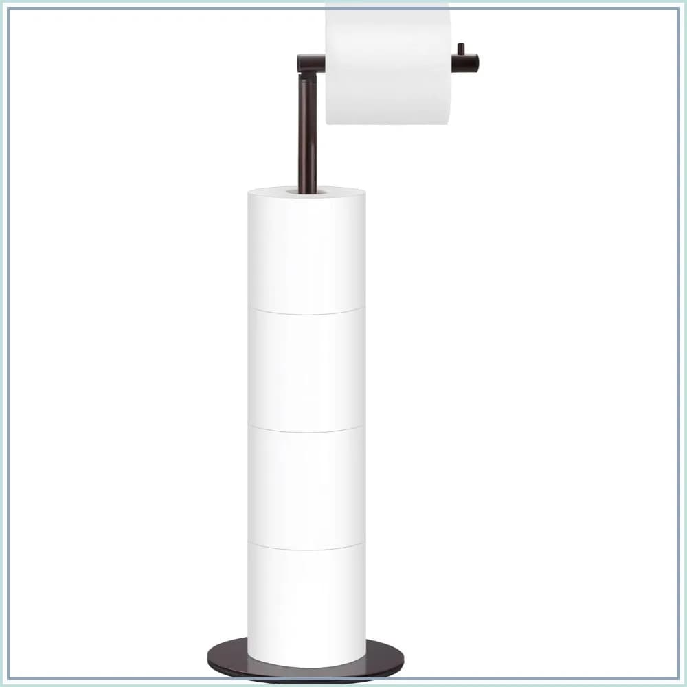 Free Standing Toilet Paper Holder Stand for 4 Spare Rolls, Modern Bathroom Oil Rubbed Bronze