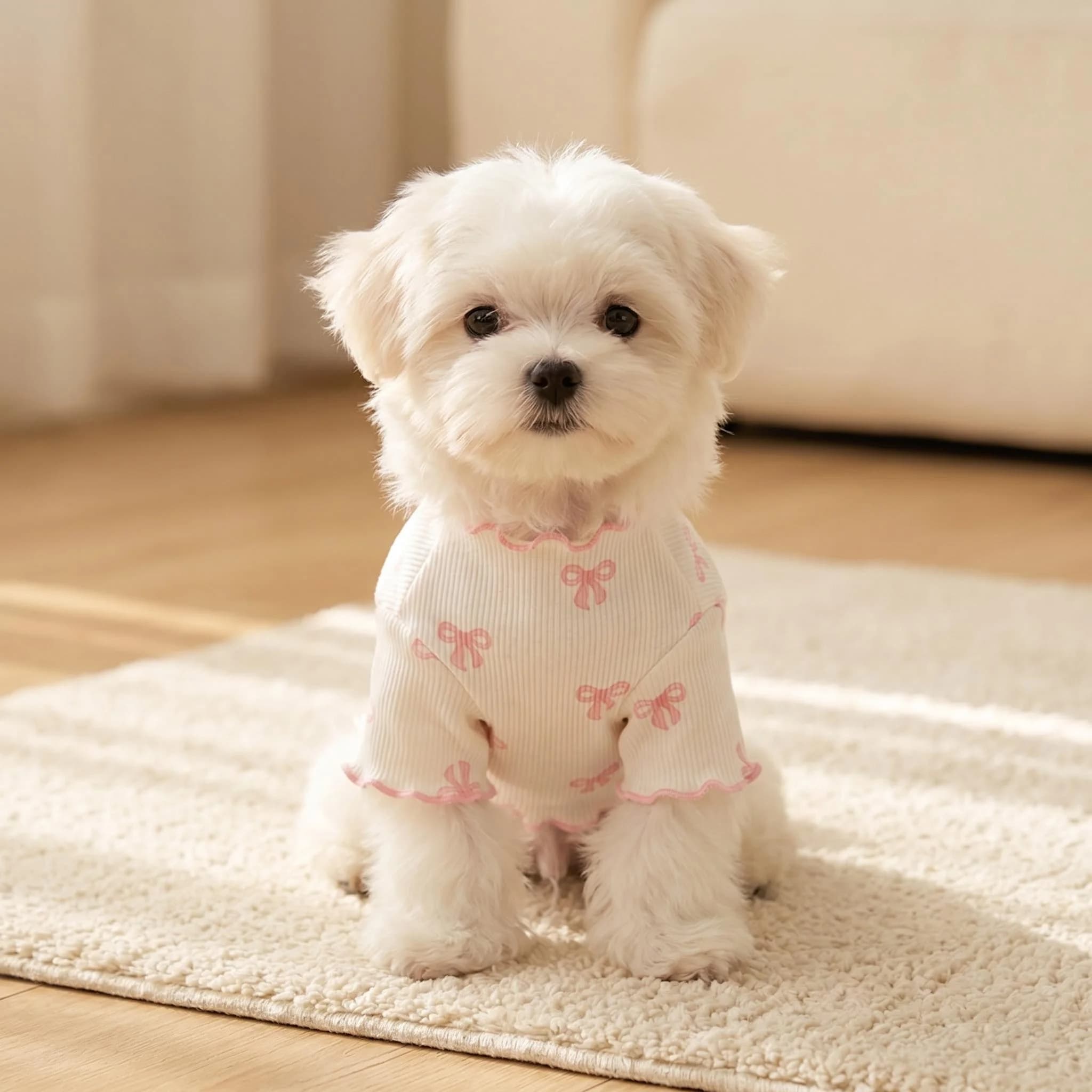 1PC Cute Love bow tie pattern Dog T-shirt - Breathable Stretchy Pet Clothes for Small Dogs