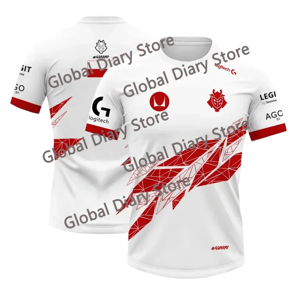 Maglietta Estiva G2 per eSports CS GO, Uniforme di Squadra, Jersey Sportiva Nazionale, T-shirt da Allenamento per Uomo ad Asciugatura Rapida, Traspirante e Confortevole