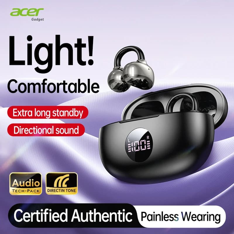 Acer OHR577 Clip-on Open Ear Headphones Bluetooth 5.4 Lossless Audio Fast Transmission Anti-interference Wireless Earbuds