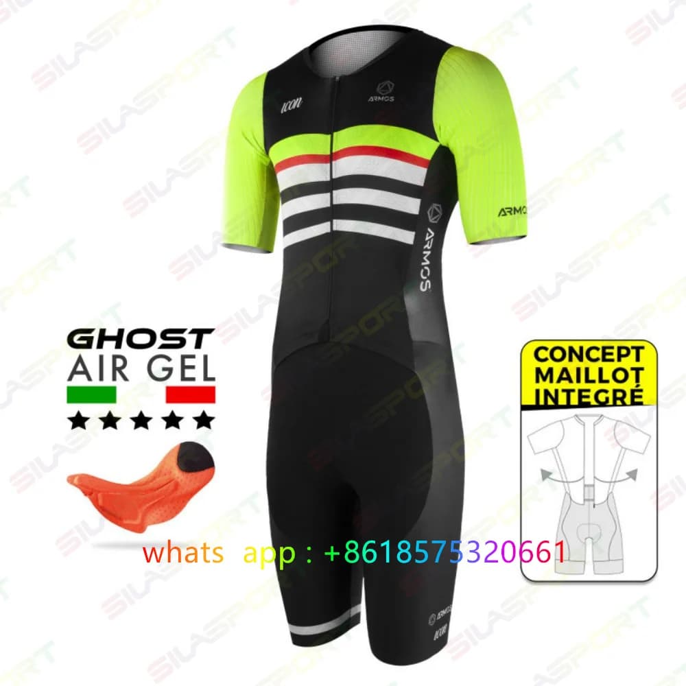SILASPORT Triathlon Suit uomo manica corta tuta intera Lycra Pro atleta Team Running nuoto ciclismo tuta da corsa