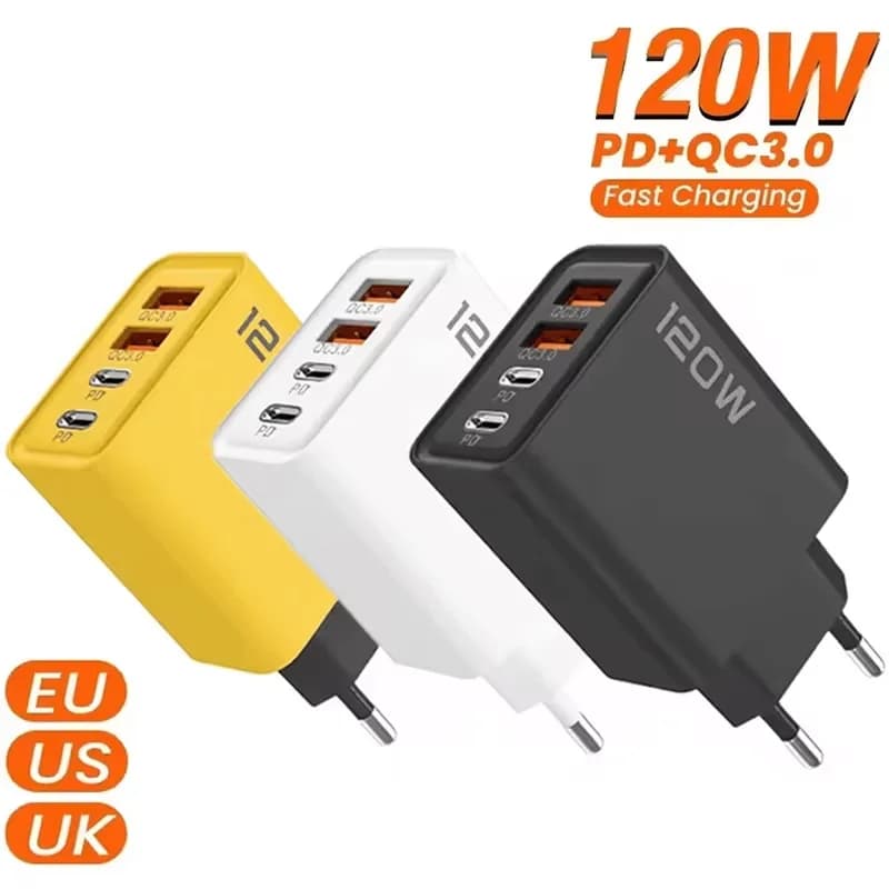 Xiaomi 120W 4 porte USB tipo C caricabatterie ricarica rapida PD telefono cellulare ricarica rapida 3.0 adattatore da parete per