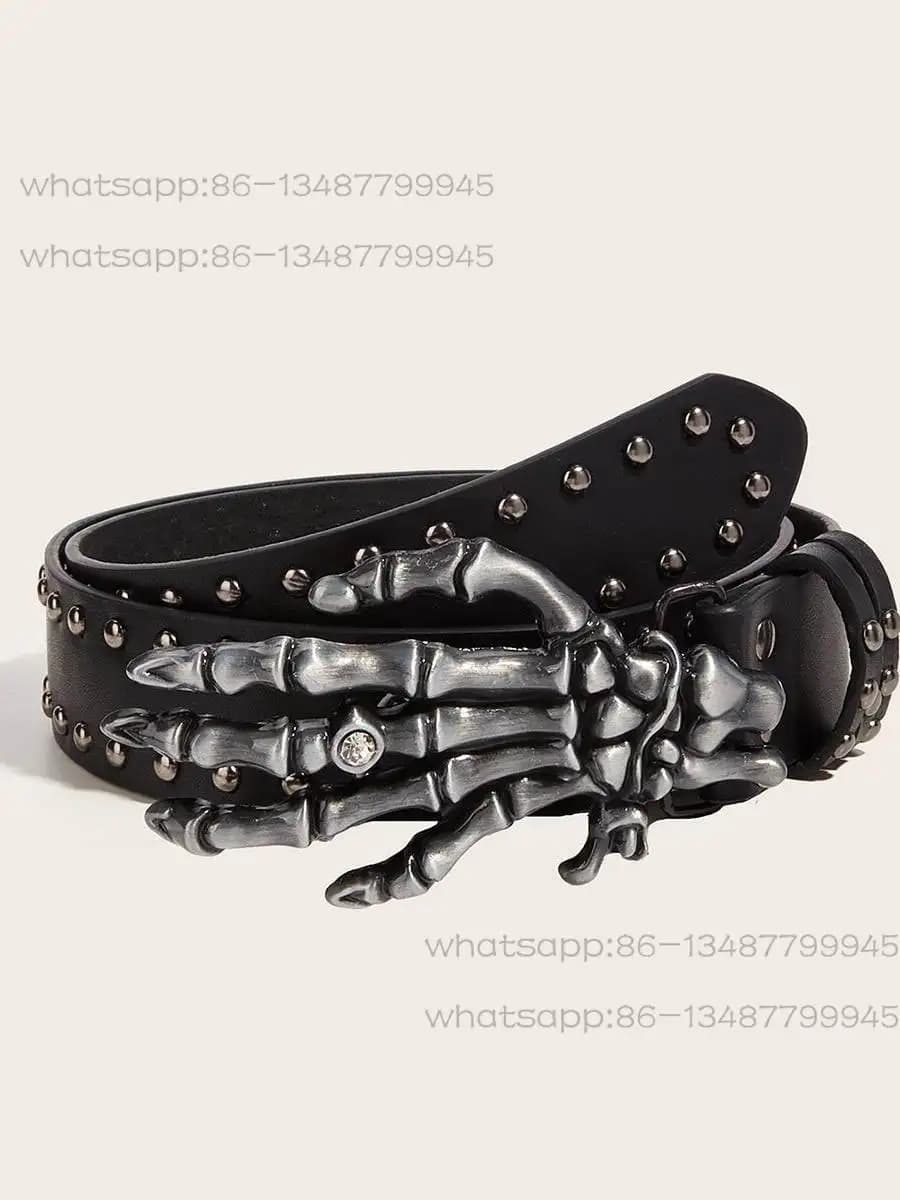 Cintura Punk Street Decor con Rivetti, Stile Subculturale, per Jeans da Uomo e Donna