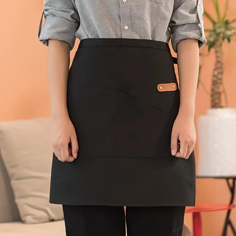 Grembiule Mezzo Corpo con Tasche, Impermeabile, in Tessuto, per Camerieri e Chef, Antimacchia, Tinta Unita, per Cucina, Uomo e Donna