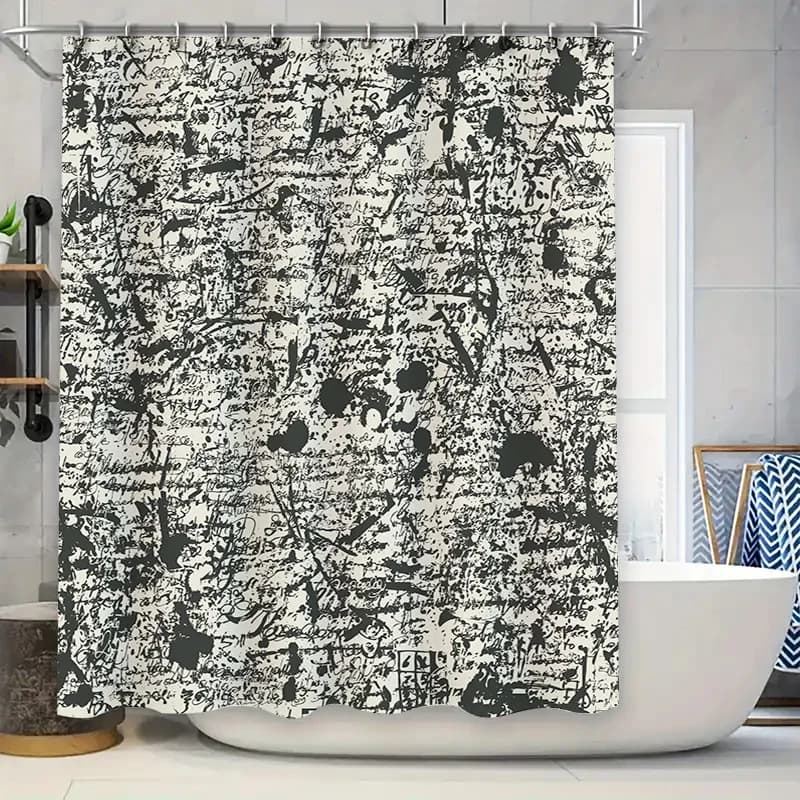 Tenda da doccia per decorazioni per il bagno con stampa di dipinti antispruzzo nero per la decorazione del bagno di casa Bianco Nero Stampato in 3D impermeabile