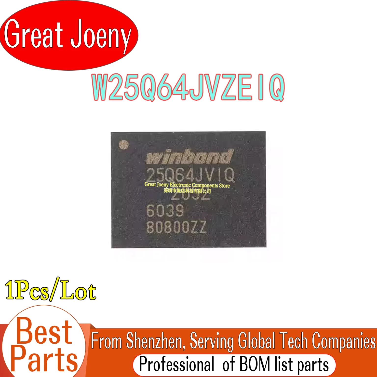 100% nuovo originale W25Q64JVZEIQ 25Q64JVIQ IC NOR FLASH 64Mbit Chipset WSON-8