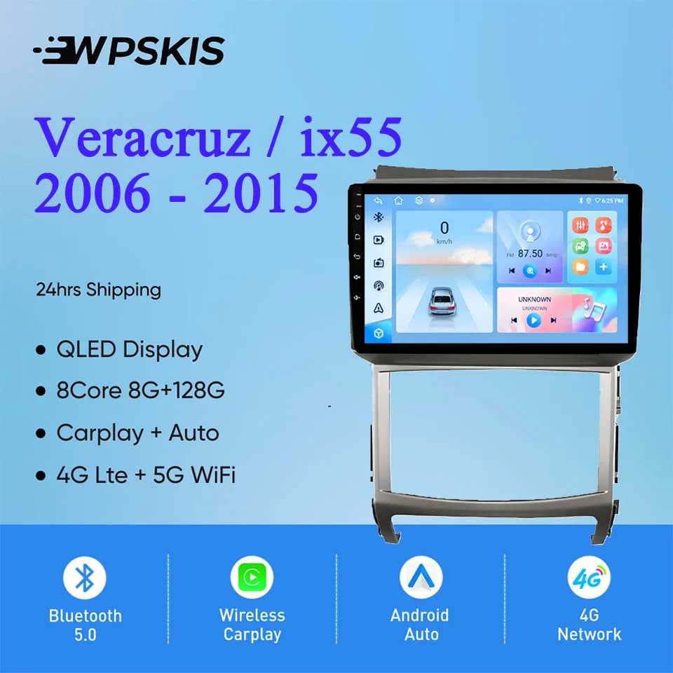 Per Hyundai Veracruz ix55 2006 - 2015 Auto Radio Stereo Multimedia Video Player GPS Navi Monitor Android 14 4G Lte WiFi Carplay