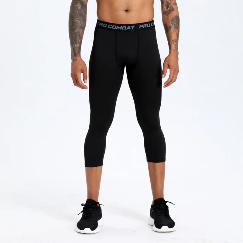 Men's sports basketball leggings, 3/4 quick drying breathable compression leggings, running, Basketball, training goat trousers