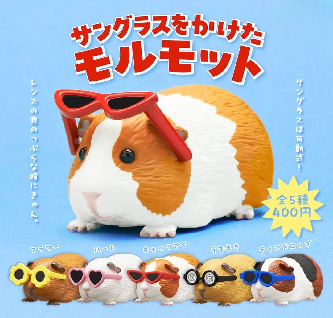 Toys in original capsule cute hamster fat round cool black eyes chill of India wearing sunglasses mobile figures of miniature ornaments cavy