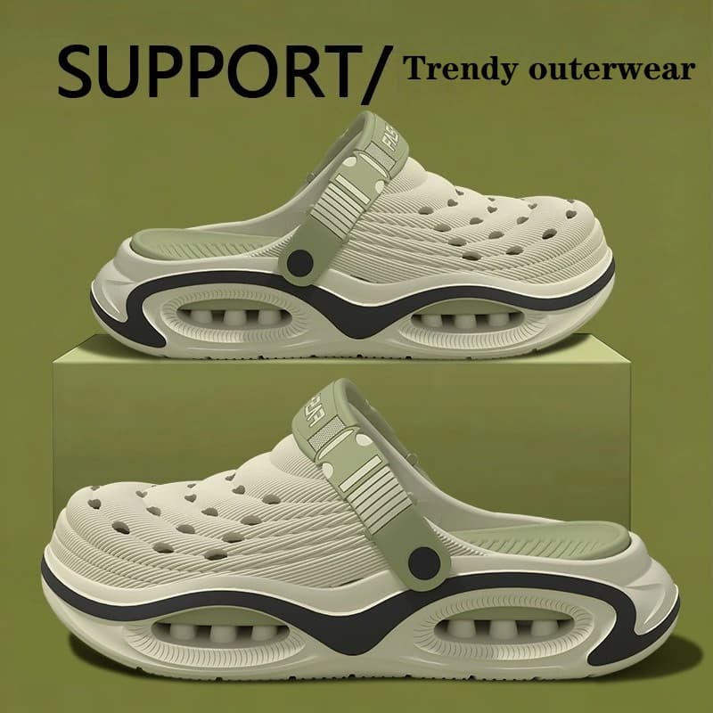 New hole shoes summer EVA comfortable outer wear thick-soled non-slip bag head fishing lightweight men's cool slippers