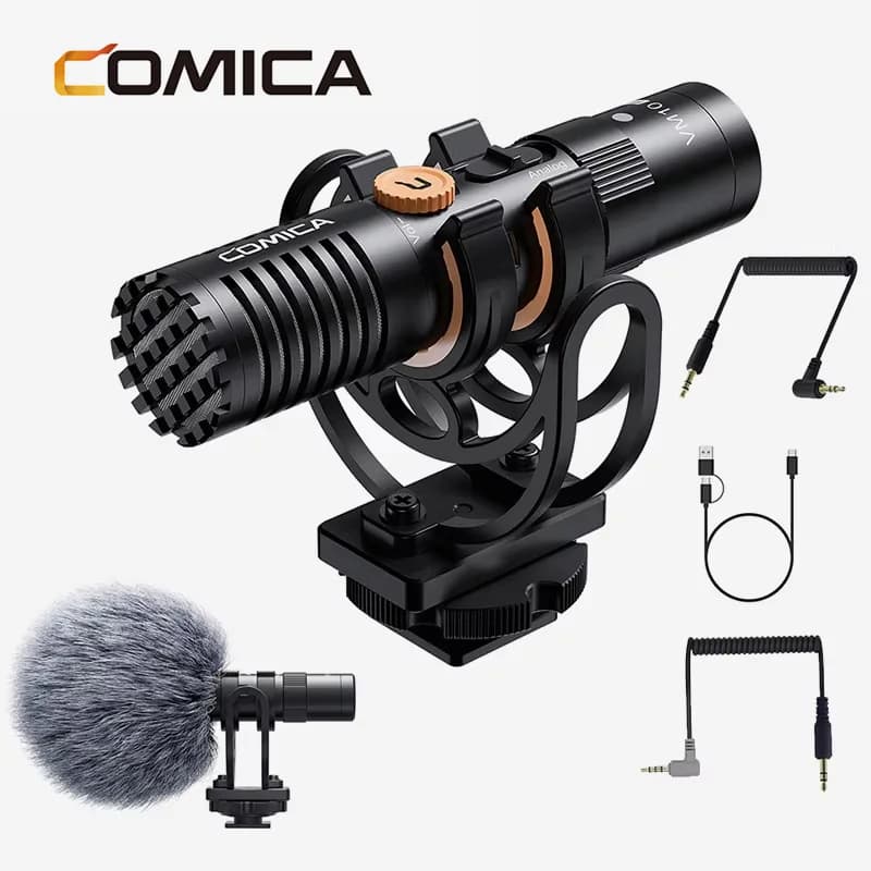 Comica VM10 PRO Microfono per fucile cardioide sulla fotocamera con supporto antiurto per fotocamera DSLR Android iPhone Gopro DJI Action 3