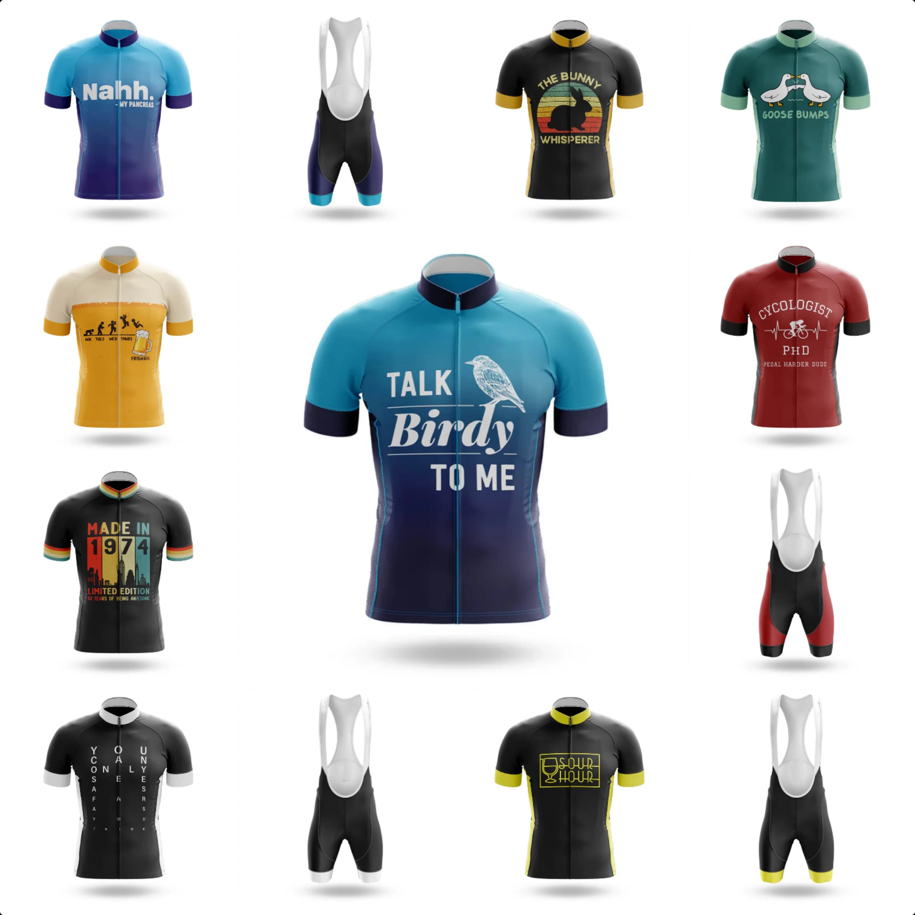Talk Birdy To Me Cycling Mesh, MTB Maschile Clothing, Professional Equipment, T-shirt and Shorts, Estiva Bici T-shirt with Bretelle