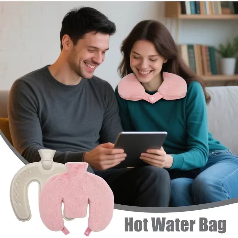 Borsa dell'Acqua Calda Invernale a Forma di U, Fascia Riscaldante per il Collo Riutilizzabile, Tasca Calda in Peluche per Climi Freddi