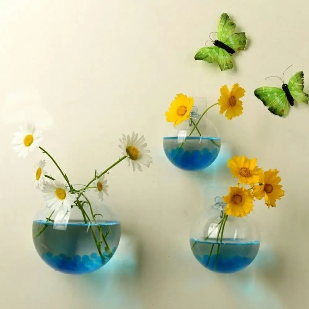 Vaso di vetro trasparente appeso a parete terrario idroponico serbatoi di pesce vaso di fiori in vaso Dia 8cm/10cm/12cm/13cm/15cm
