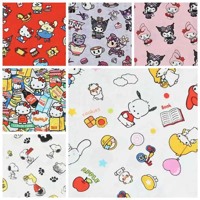 Hot Sale Sanrio Hello Kitty Print Fabric for Sewing Patchwork Handmade DIY Bag Clothing Dress Fabrics