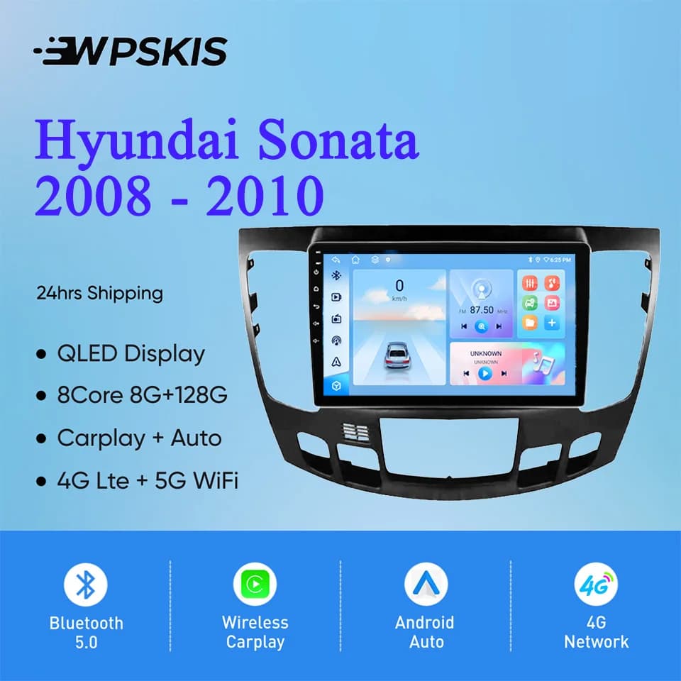 Android14 8G Ram 128G Per Hyundai Sonata 2008 - 2010 Lettore DVD per auto Auto Radio Stereo Audio Video Registratore a nastro GPS Navi Carplay