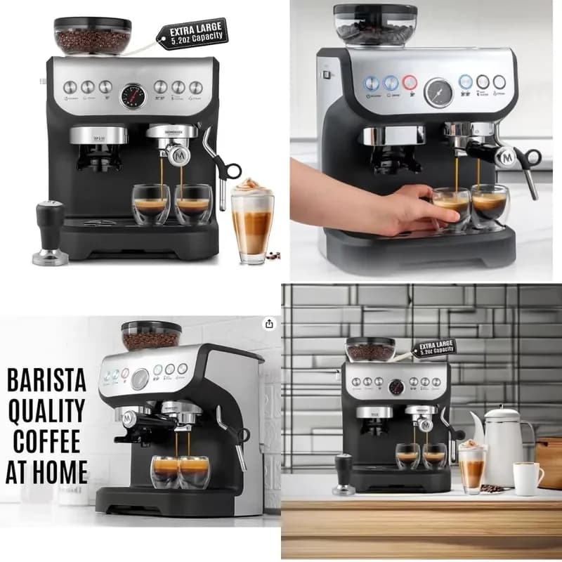 【2026】 2025 New Style Espresso Coffee Machine with Grinder and Milk Frother Cappuccino Machine Latte Machine