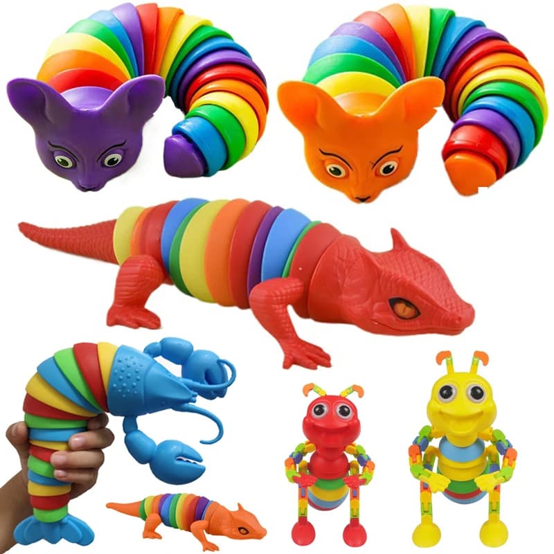 2025 Nuovo Fidget Slug Giocattolo per bambini 3D Colorato Sensoriale Slug Allevia Divertimento Giocattolo di Decompressione Creativo Twist Volpe/Fucget Giocattolo