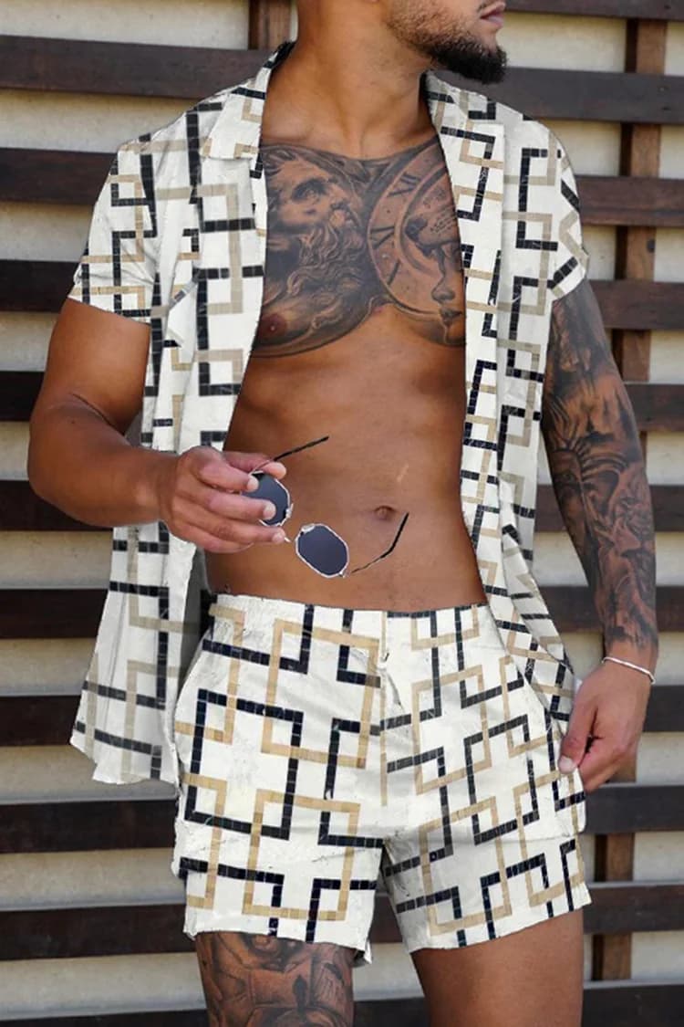 Hawaiian Men's Summer Completion: Shorts, Set 2 Pieces, Fashion Streetwear Male, Outfit Casual with 3D Printing