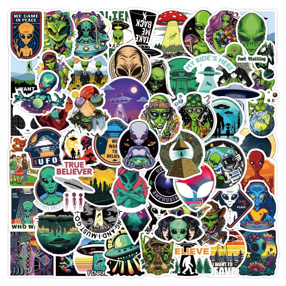 10/30/62PCS Funny Cartoon Alien Wall decals For children FAI FROM YOU Waterproof Skateboard Phone Helmet Notebook Water Glass Decalcomanie toys
